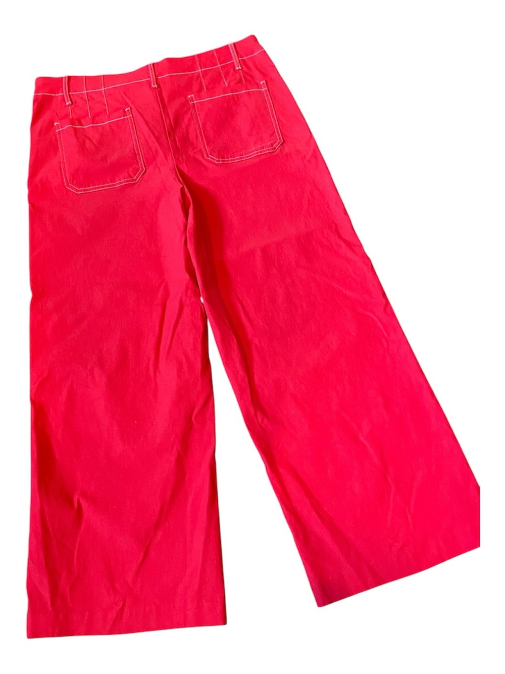 Jules & Leopold Red Wide Leg Cropped High Waist Pants Sz Large - Picture 5 of 8